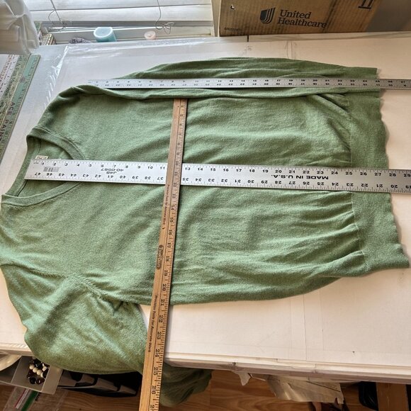 L L Bean Mens V Neck Sweater Cotton & Cashmere Large Moss Green Vtg Pullover - Picture 4 of 7